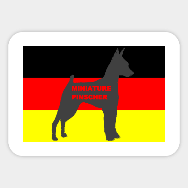 miniature pinscher name silhouette on flg Sticker by Wanderingangel